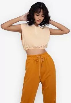 ZALORA BASICS Sleeveless Zip Up Top