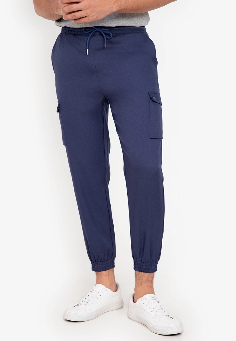 ZALORA BASICS Patch Pocket Ribbed Cargo Pants