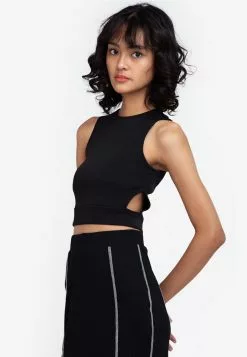 ZALORA BASICS Cut Out Ribbed Sleeveless Top