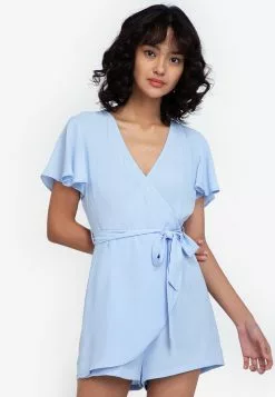 ZALORA BASICS Flare Sleeve Wrap Playsuit