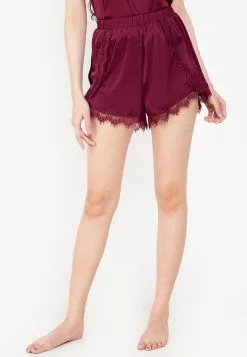 ZALORA BASICS Lounge Curve Hem Lace Trim Shorts