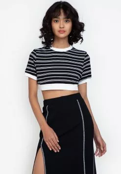 ZALORA BASICS Contrast Trim Cropped Top