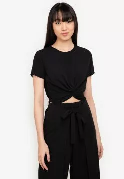 ZALORA BASICS 100% Recycled Polyester Knot Detail Top