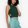 ZALORA BASICS Cut Out Ribbed Sleeveless Top