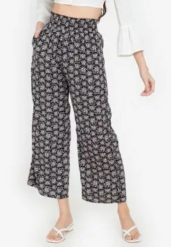 ZALORA BASICS Smocked Waist Palazzo Pants
