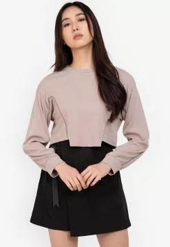 ZALORA BASICS Reflective Piping Boxy Sweatshirt Top