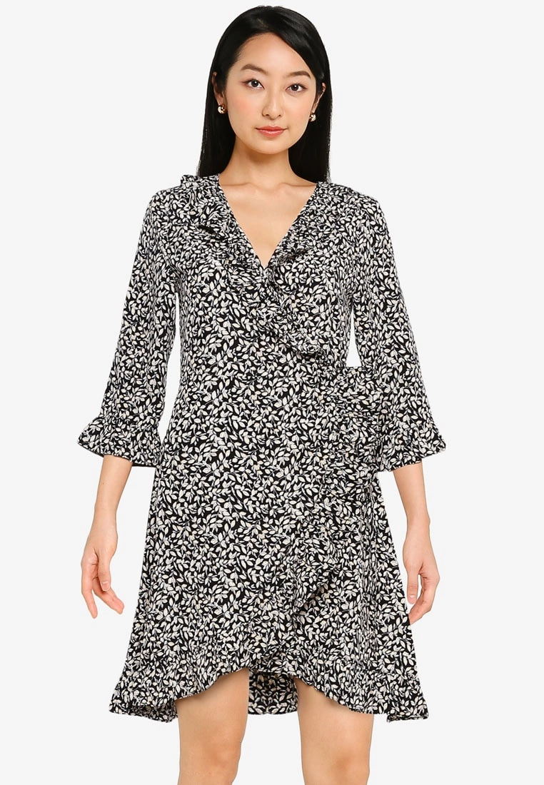 ZALORA BASICS Frill Detail Wrap Dress