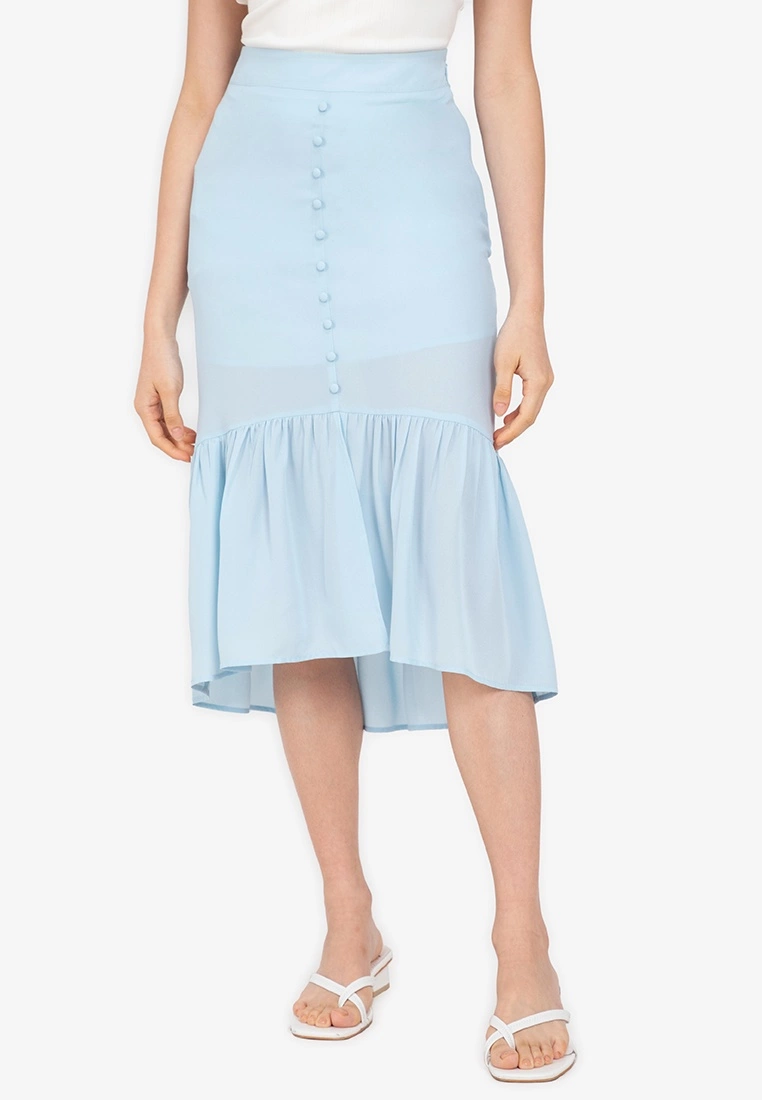 ZALORA BASICS Flutter Hem Hi Low Skirt