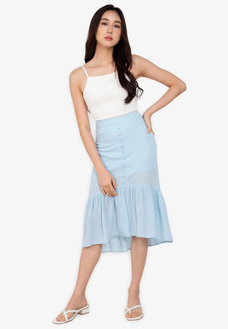 ZALORA BASICS Flutter Hem Hi Low Skirt - Billede 4