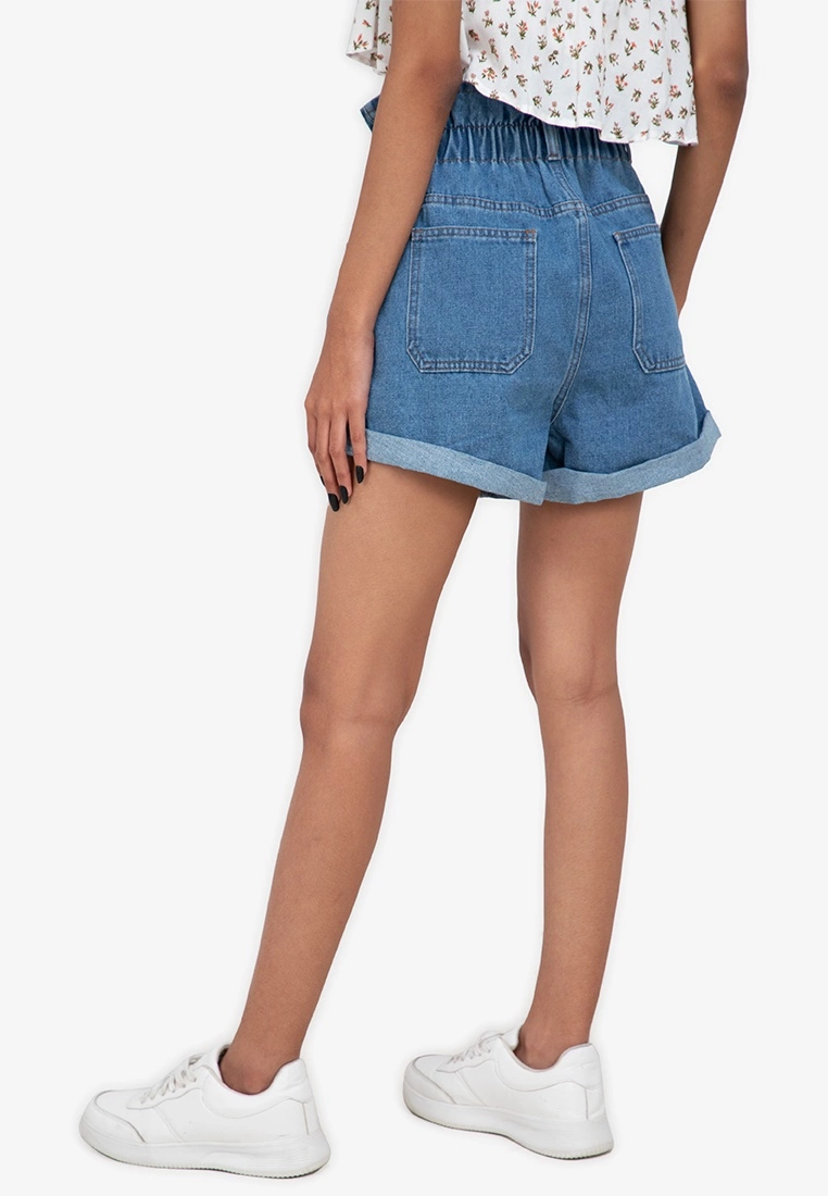 ZALORA BASICS Button Fly Paper Bag Denim Shorts - Billede 2