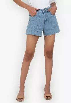ZALORA BASICS Panelled Front Details Denim Shorts