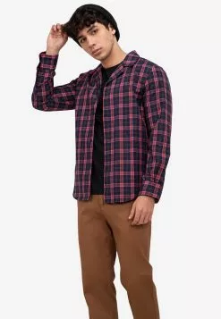 ZALORA BASICS Checked Boat Collar Shirt
