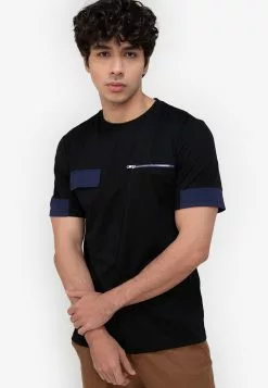 ZALORA BASICS Mix Colour Block Pocket T-Shirt