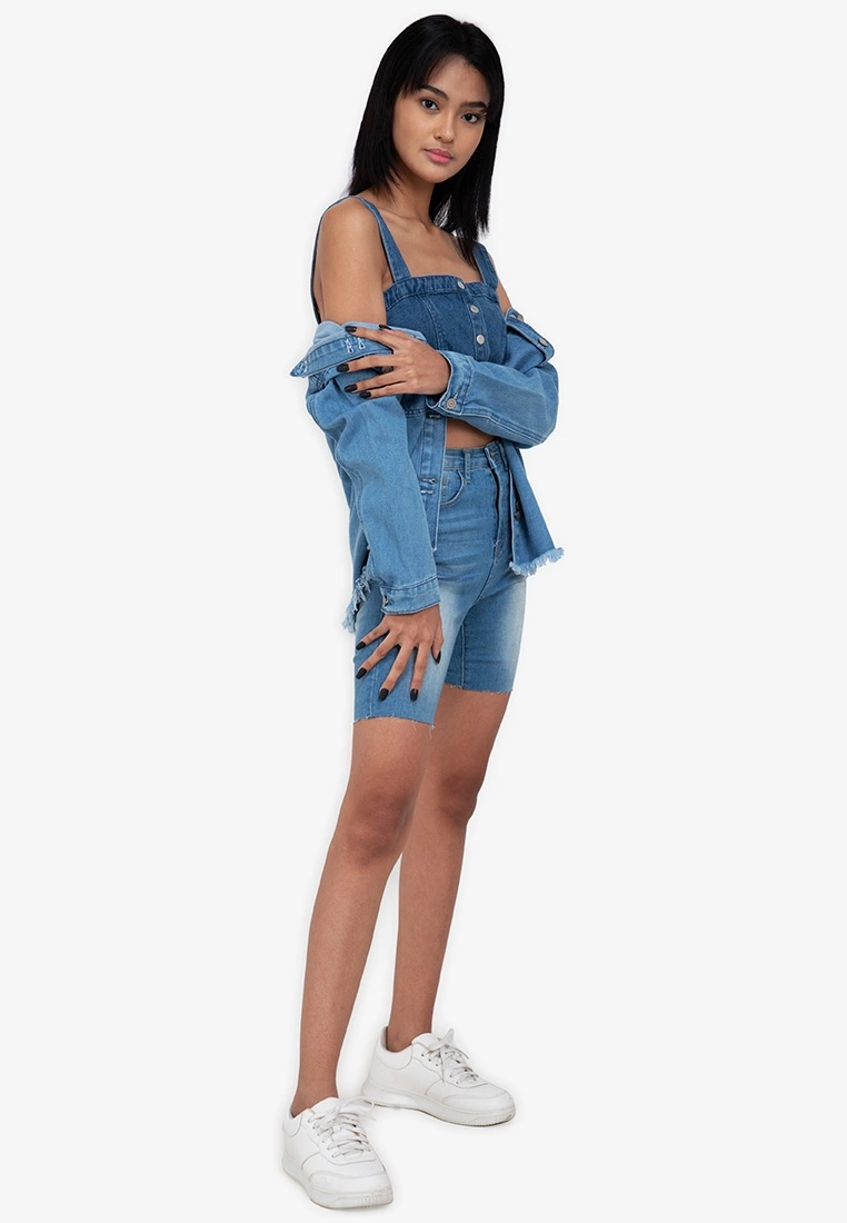 ZALORA BASICS Flap Pocket Split Raw Hem Denim Jacket - Billede 4