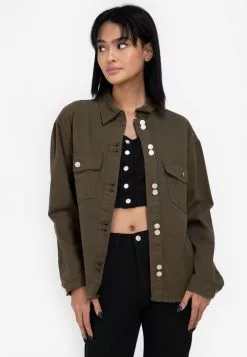 ZALORA BASICS Flap Pocket Split Raw Hem Denim Jacket