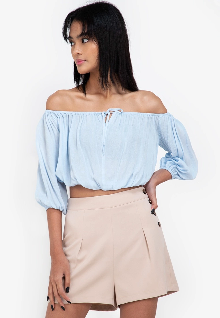 ZALORA BASICS Off Shoulder Drawstring Top