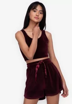 ZALORA BASICS Lounge Velour Crop Top