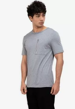 ZALORA BASICS Vertical Zip Pocket T-Shirt