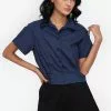 ZALORA BASICS Pleated Crop Blouse