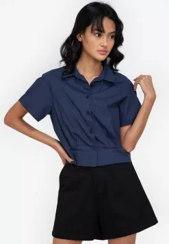 ZALORA BASICS Pleated Crop Blouse