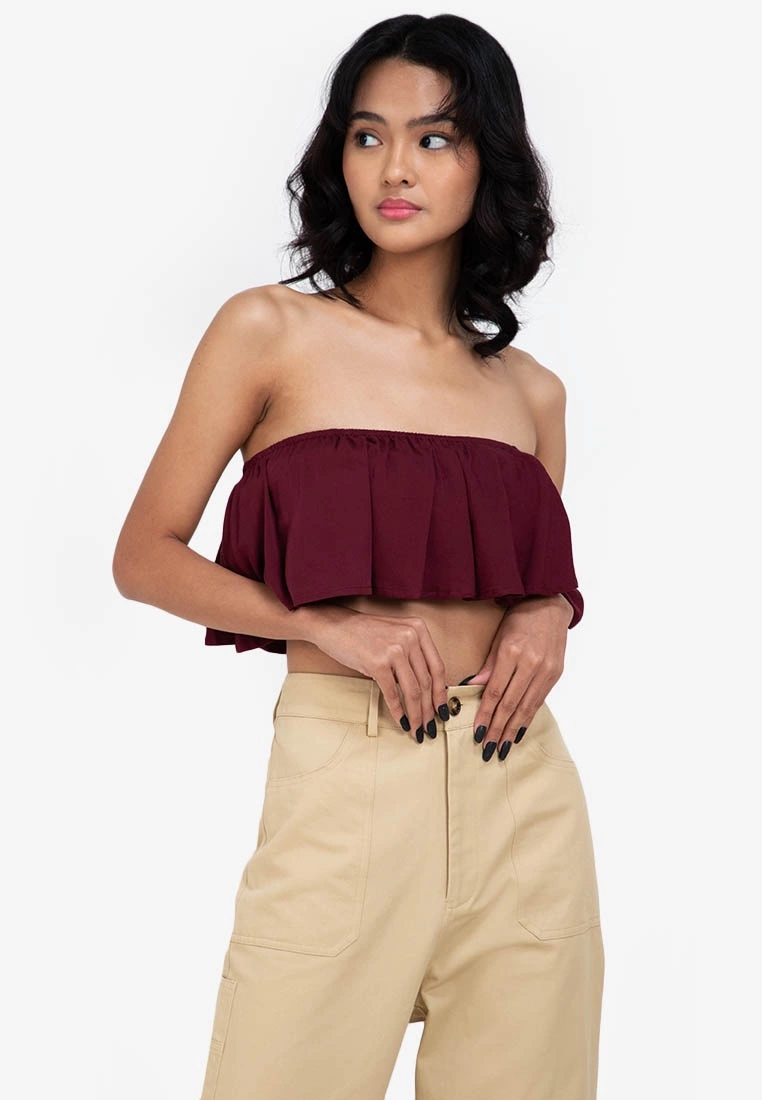 ZALORA BASICS Ruffle Bandeau Top
