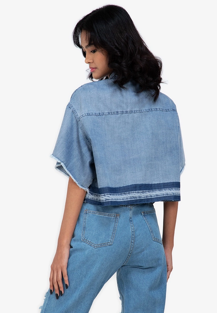 ZALORA BASICS Fray Hem Oversized Denim Jacket - Billede 2