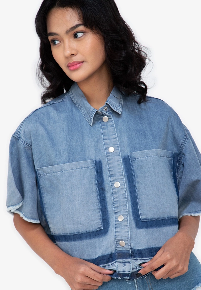 ZALORA BASICS Fray Hem Oversized Denim Jacket - Billede 3