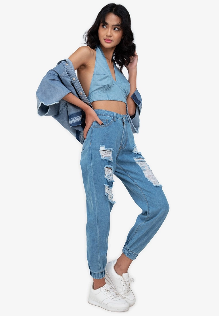 ZALORA BASICS Fray Hem Oversized Denim Jacket - Billede 4
