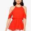 ZALORA BASICS Cold Shoulder Elasticated Waist Top