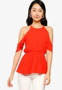 ZALORA BASICS Cold Shoulder Elasticated Waist Top