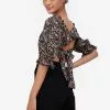 ZALORA BASICS Puff Sleeve Tie Back Top