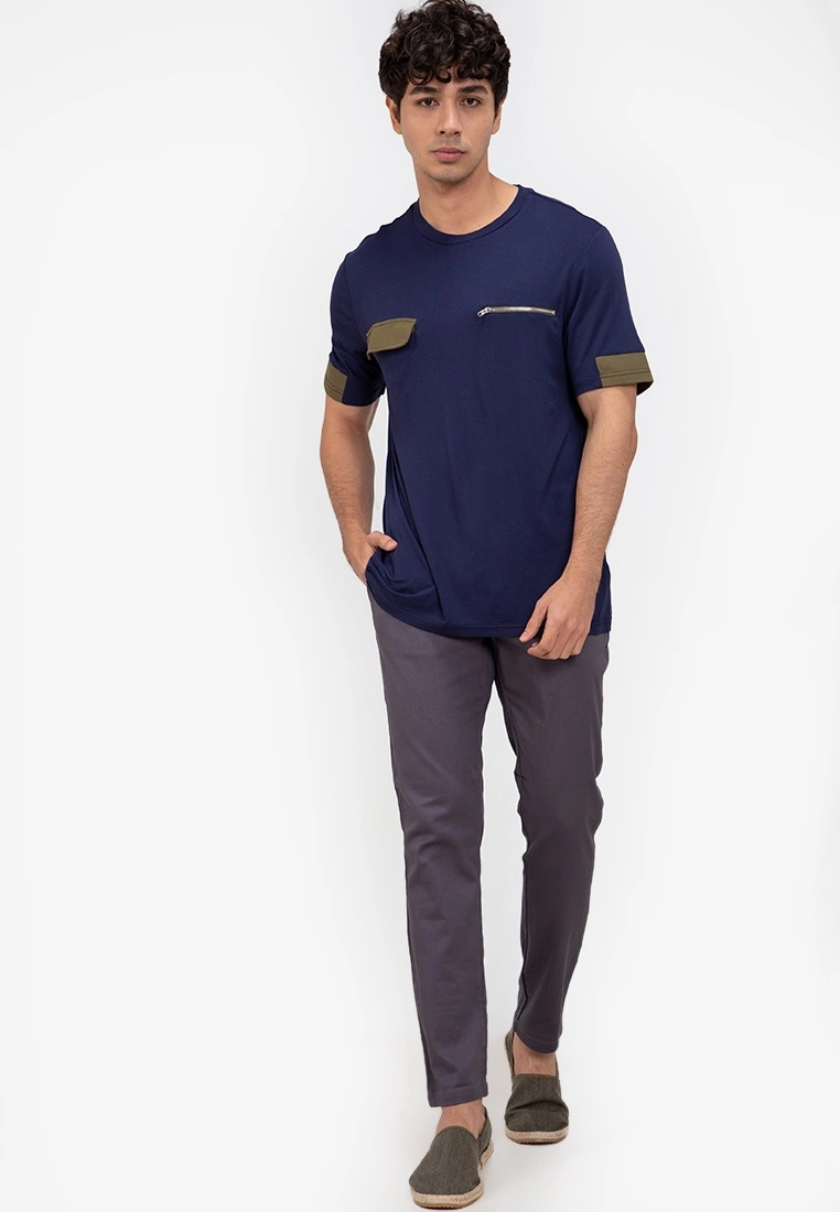 ZALORA BASICS Mix Colour Block Pocket T-Shirt - Billede 4