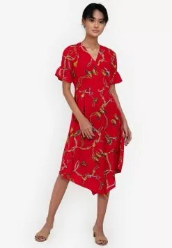 ZALORA BASICS Asymmetric Hem Fit and Flare Dress