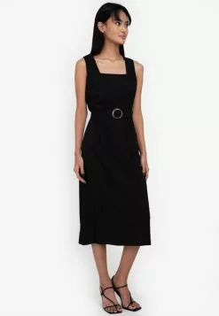 ZALORA BASICS Belted Midi Dress