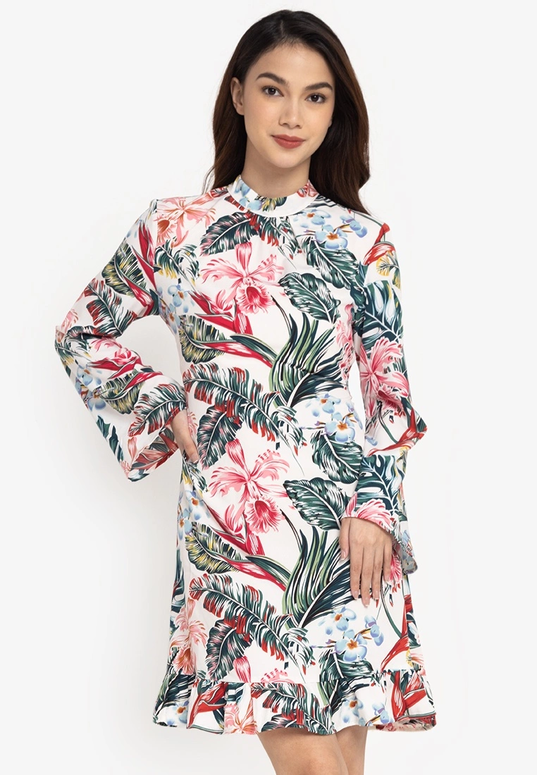 ZALORA BASICS Open Back Dress with Tie