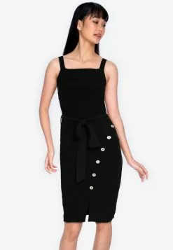 ZALORA BASICS Assymetric Button Down Bodycon Dress