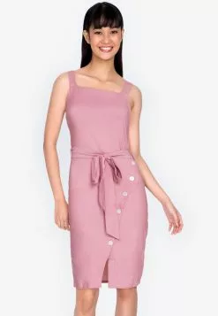 ZALORA BASICS Assymetric Button Down Bodycon Dress