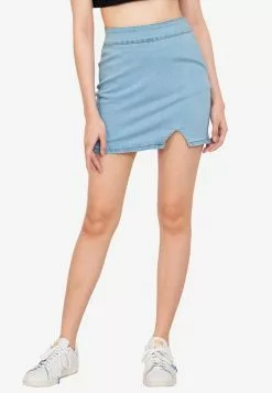 ZALORA BASICS Notch Hem Denim Skirt