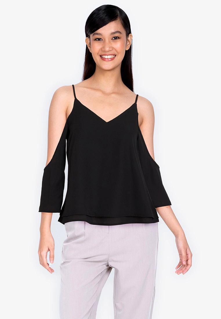 ZALORA BASICS Double Layer Cold Shoulder Top - Billede 5