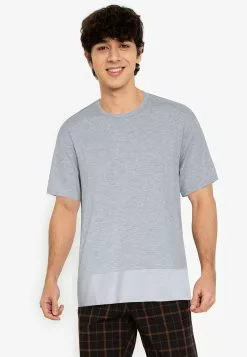 ZALORA BASICS Checked Hem T-Shirt