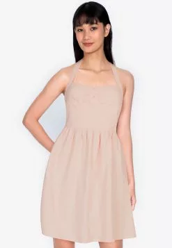 ZALORA BASICS Halter Neck Fit & Flare Dress