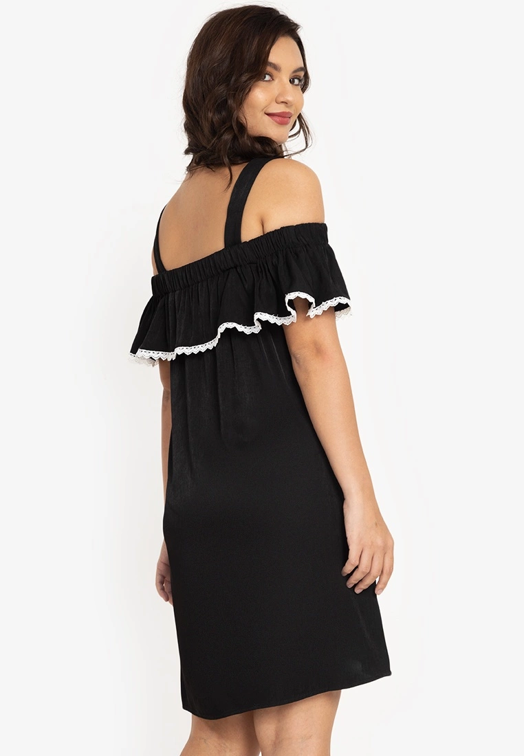 ZALORA BASICS Embroidered Cold Shoulder Mini Dress - Billede 2