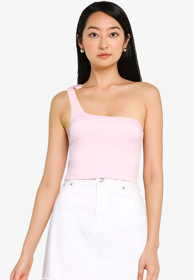 ZALORA BASICS Tie Shoulder Crop Top