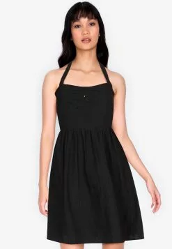 ZALORA BASICS Halter Neck Fit & Flare Dress