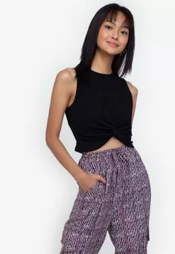 ZALORA BASICS Twist Hem Rib Tank Top