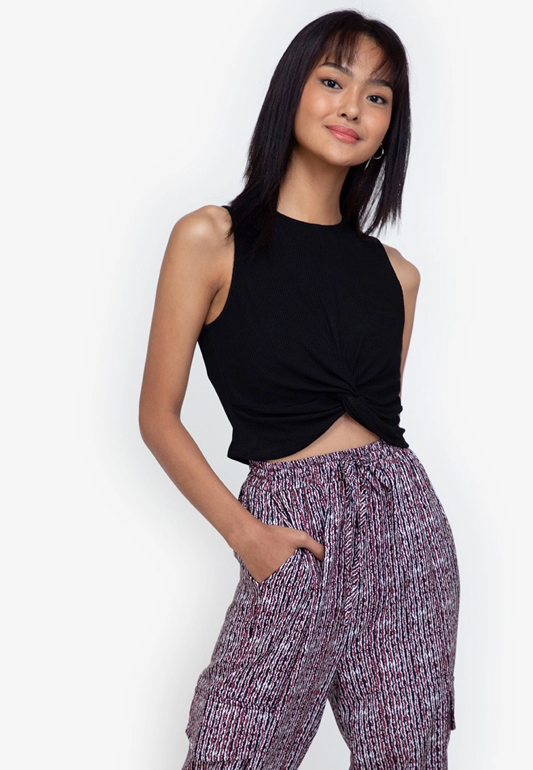 ZALORA BASICS Twist Hem Rib Tank Top