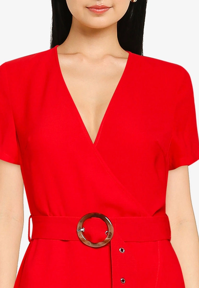 ZALORA BASICS V Neck Wrap Playsuit With Belt - Billede 3