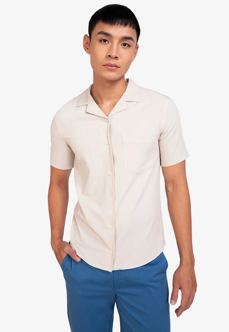 ZALORA BASICS Slim Fit Chambray Shirt
