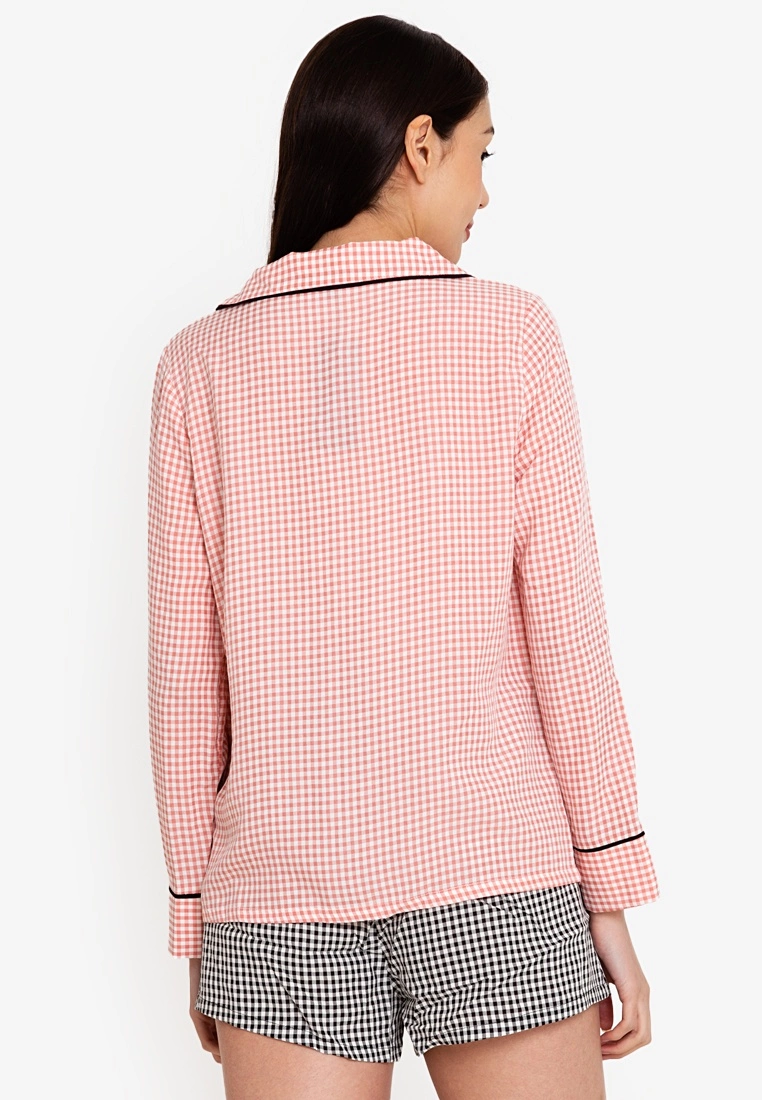 ZALORA BASICS Lounge Contrast Flannel Pyjama Shirt - Billede 2