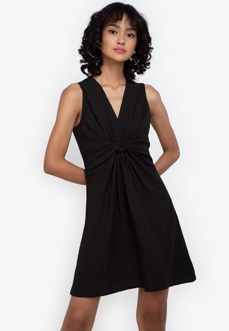 ZALORA BASICS Twist Front Sleeveless Mini Dress